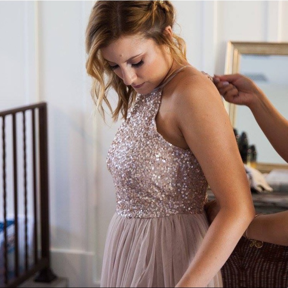 Champagne Beaded Formal Dress from ASOS